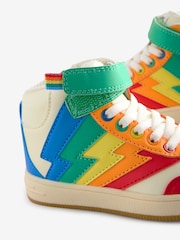 Little Bird by Jools Oliver Multi Lightening Rainbow Star Hi-Top Trainers - Image 3 of 5