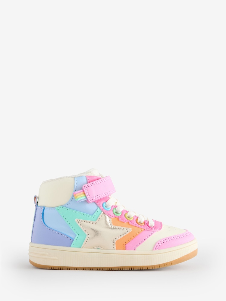 Little Bird by Jools Oliver Multi Rainbow Star Hi-Top Trainers - Image 1 of 5