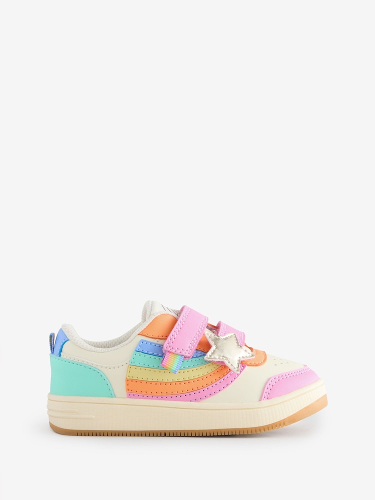 Little Bird by Jools Oliver Multi Pastel Rainbow Star Low Top Trainers - Image 1 of 5