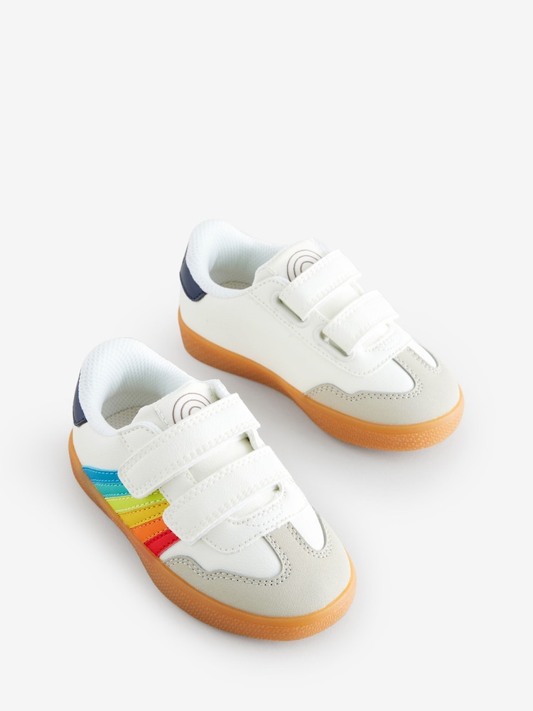 Little Bird by Jools Oliver White Younger Gum Sole Trainers with Rainbow Stripe - Image 2 of 5