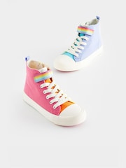 Little Bird by Jools Oliver Pink/Yellow Older Multi Canvas Hi-Top Trainers - Image 1 of 5