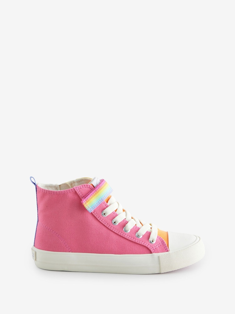 Roze/geel - Little Bird by Jools Oliver Multi Canvas Hi-Top Trainers - Image 3 of 5