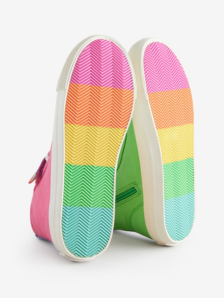 Little Bird by Jools Oliver Pink/Yellow Older Multi Canvas Hi-Top Trainers - Image 5 of 5