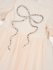 Angel & Rocket Cream Allegra Champagne Silver Bow Dress - Image 8 of 8