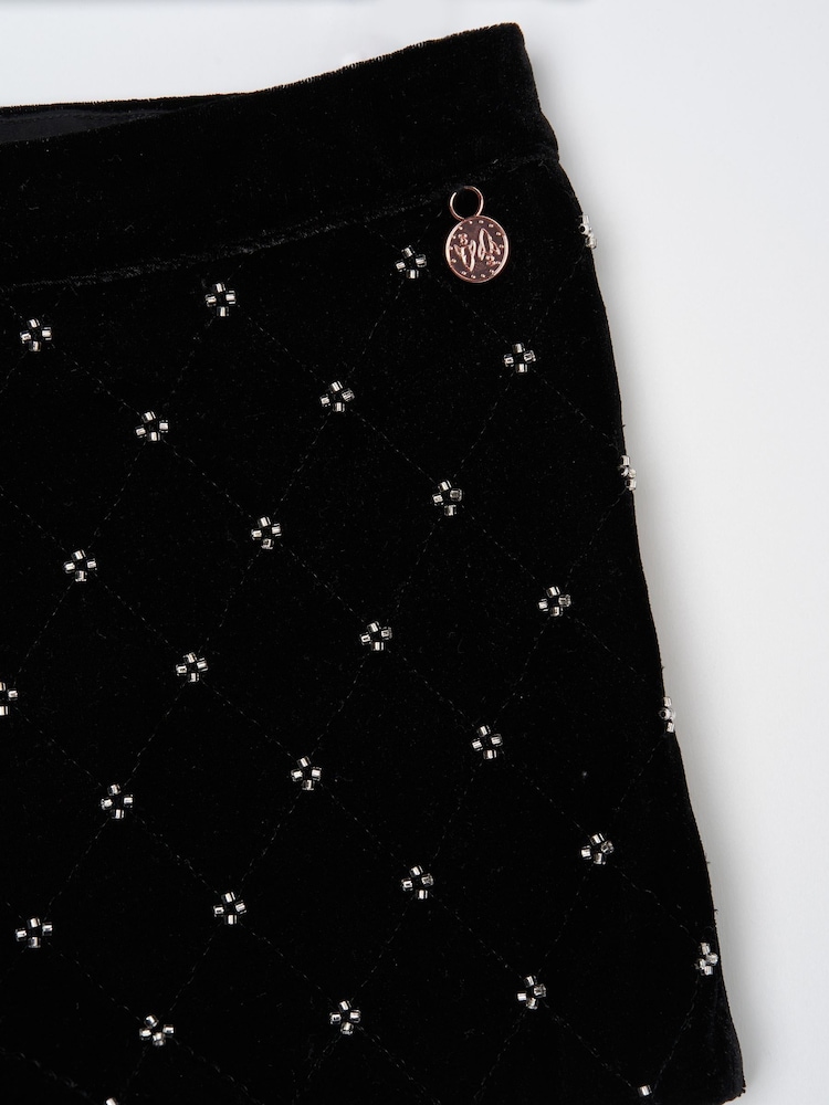 Angel & Rocket Black Paris Beaded Velvet Shorts - Image 6 of 6