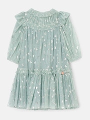 Angel & Rocket Green Georgie Glitter Bow Print Mesh Dress - Image 5 of 7