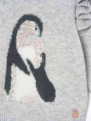 Angel & Rocket Grey Sequin Peggy Penguin Christmas Jumper - Image 9 of 9