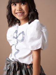 Angel & Rocket White Aofie Diamante Bow T-Shirt - Image 1 of 5