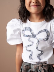 Angel & Rocket White Aofie Diamante Bow T-Shirt - Image 2 of 5