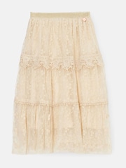Angel & Rocket Natural Anya Lace Mesh Midi Skirt - Image 5 of 7