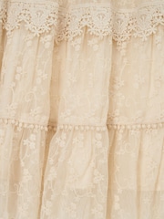 Angel & Rocket Natural Anya Lace Mesh Midi Skirt - Image 7 of 7