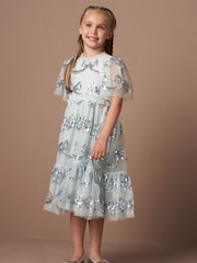Angel & Rocket Blue Delta Sequin Bow Mesh Dress - Image 3 of 7
