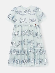 Angel & Rocket Blue Delta Sequin Bow Mesh Dress - Image 5 of 7