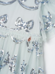 Angel & Rocket Blue Delta Sequin Bow Mesh Dress - Image 7 of 7