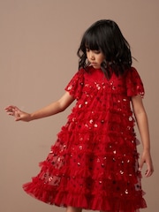 Angel & Rocket Red Delphine Sequin Mesh Dress - Image 1 of 8