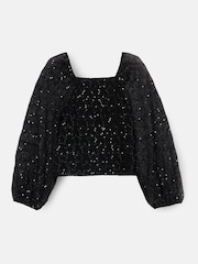 Angel & Rocket Black Astrid Star Mesh Top - Image 6 of 8
