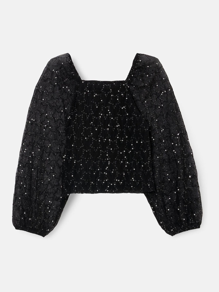 Angel & Rocket Black Astrid Star Mesh Top - Image 7 of 8