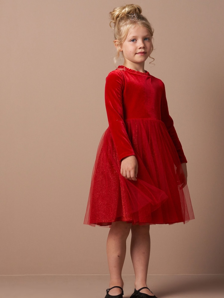 Angel & Rocket Red Elsie Velvet Tuelle Dress - Image 1 of 8 Angel & Rocket Red Elsie Velvet Tuelle Dress - Image 1 of 8