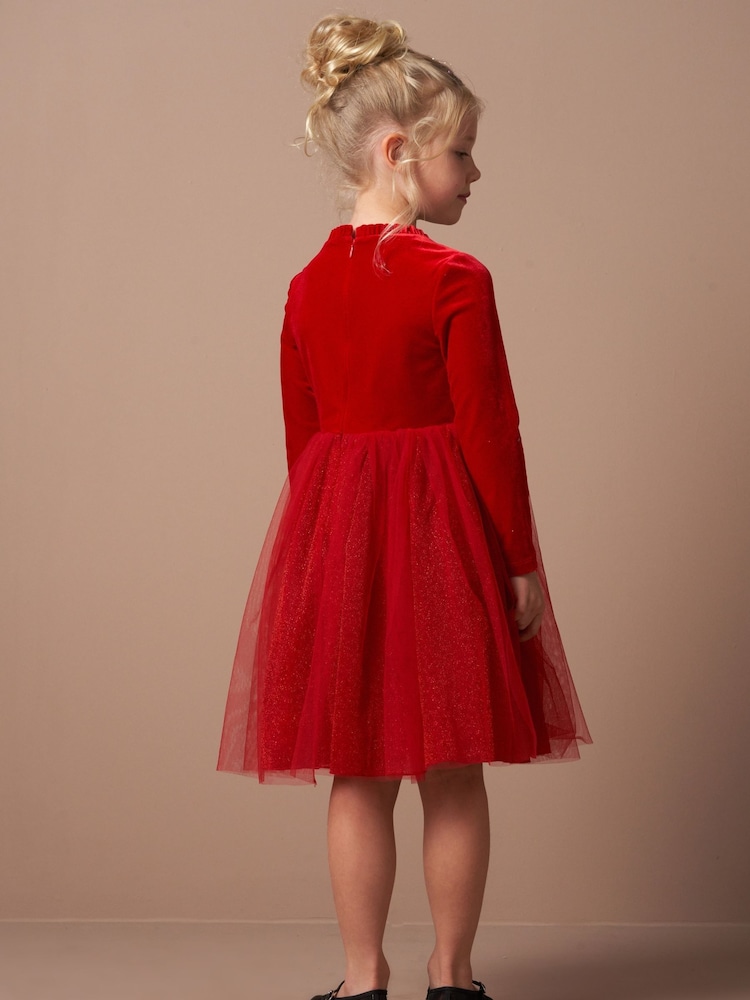 Buy Angel Rocket Red Elsie Velvet Tuelle Dress from Next Oman