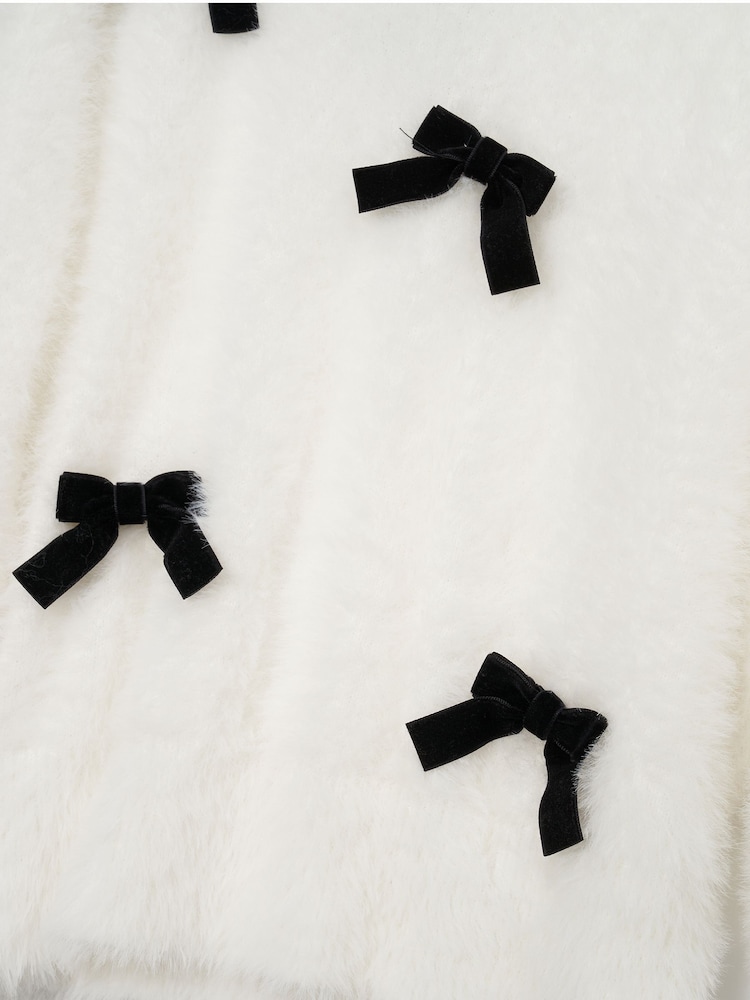 Angel & Rocket Natural Mia Velvet Bow Fluffy Jumper - Image 4 of 4