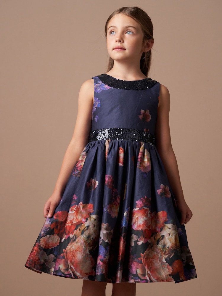 Blau - Angel & Rocket Claudia Kleid mit Pailletten und Schleife - Bild 1 von 6