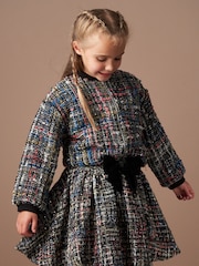 Angel & Rocket Black Dancia Tweed Bomber Jacket - Image 1 of 7