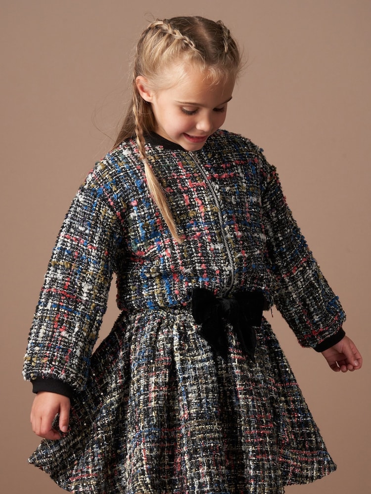Angel & Rocket Black Dancia Tweed Bomber Jacket - Image 1 of 7