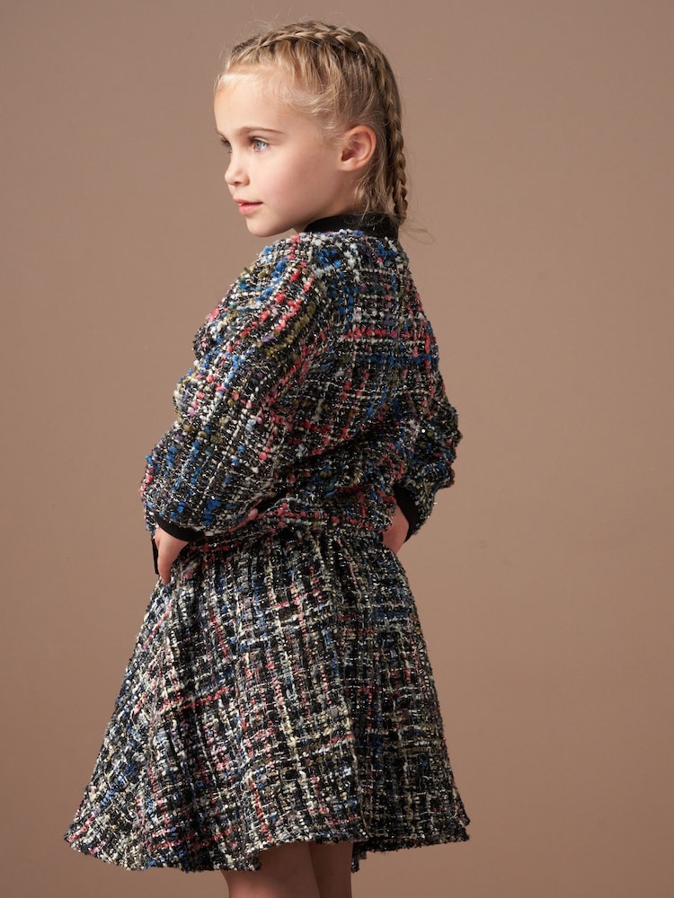 Angel & Rocket Black Dancia Tweed Bomber Jacket - Image 2 of 7