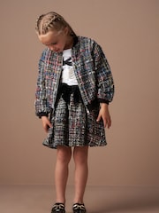 Angel & Rocket Black Dancia Tweed Bomber Jacket - Image 4 of 7