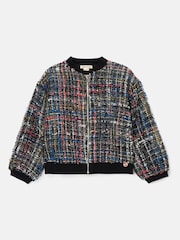 Angel & Rocket Black Dancia Tweed Bomber Jacket - Image 5 of 7