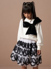 Angel & Rocket Natural Paige Velvet Bow Sweatshirt - Image 1 of 7