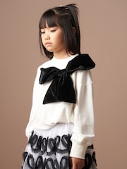 Angel & Rocket Natural Paige Velvet Bow Sweatshirt - Image 2 of 7