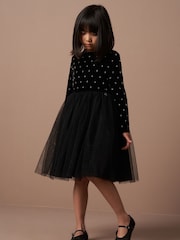 Angel & Rocket Black Elsie Beaded Velvet Tuelle Dress - Image 1 of 7