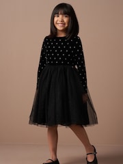 Angel & Rocket Black Elsie Beaded Velvet Tuelle Dress - Image 2 of 7