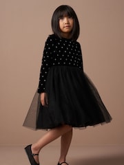 Angel & Rocket Black Elsie Beaded Velvet Tuelle Dress - Image 4 of 7