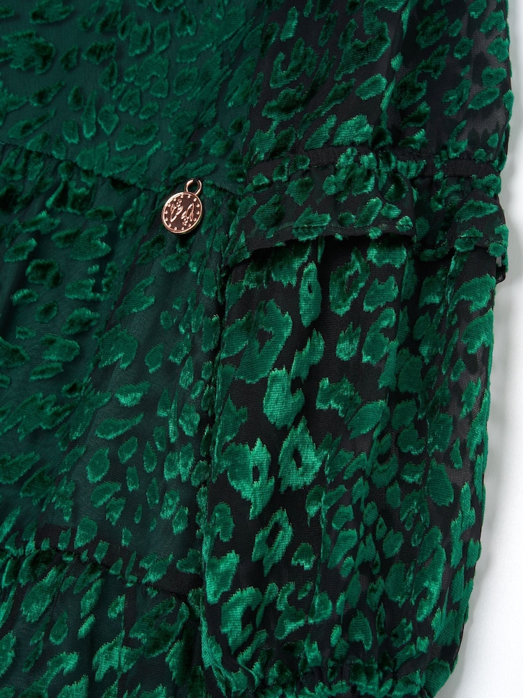 Angel & Rocket Green Poppy Devore Velvet Dress - Image 7 of 7 Angel & Rocket Green Poppy Devore Velvet Dress - Image 7 of 7