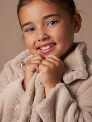 Angel & Rocket Natural Briar Taupe Faux Fur Coat - Image 2 of 6