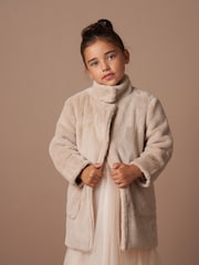Angel & Rocket Natural Briar Taupe Faux Fur Coat - Image 3 of 6