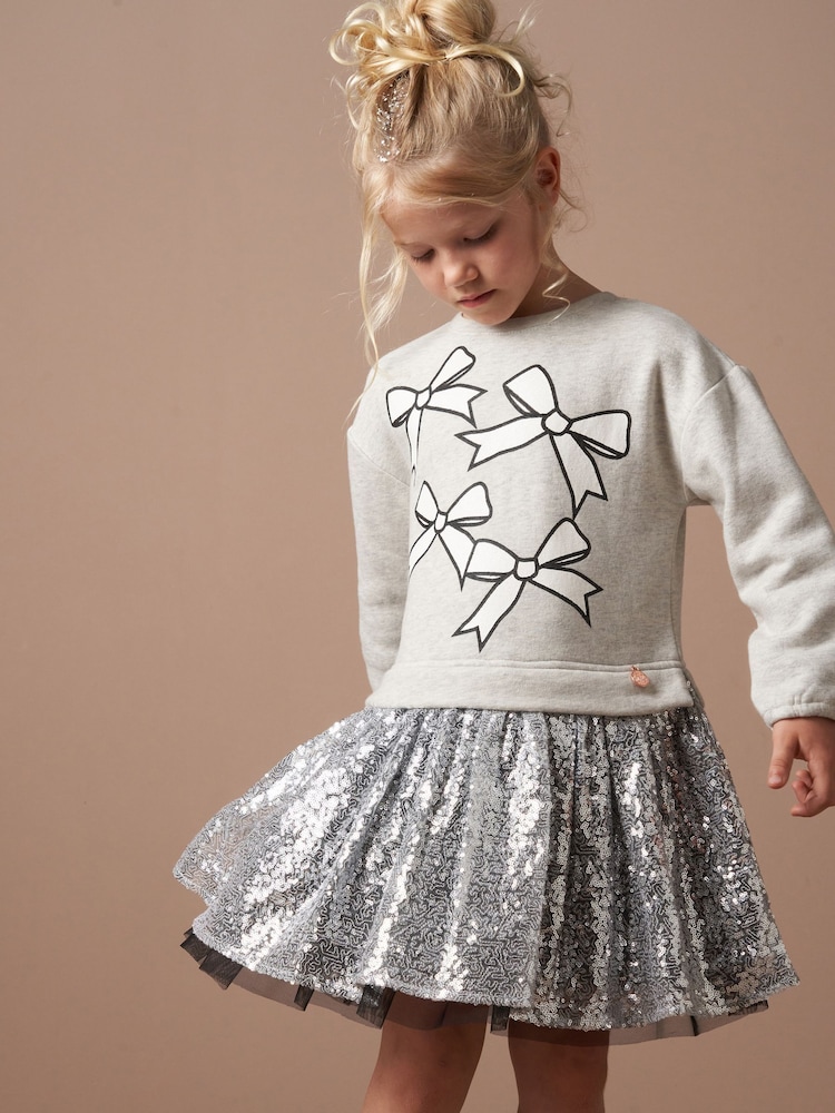 Angel & Rocket Silver Ella Sequin Sweat Dress - Image 1 of 7