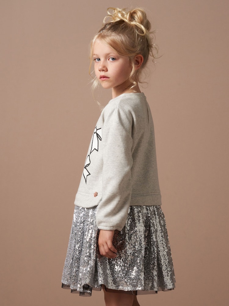 Angel & Rocket Silver Ella Sequin Sweat Dress - Image 2 of 7