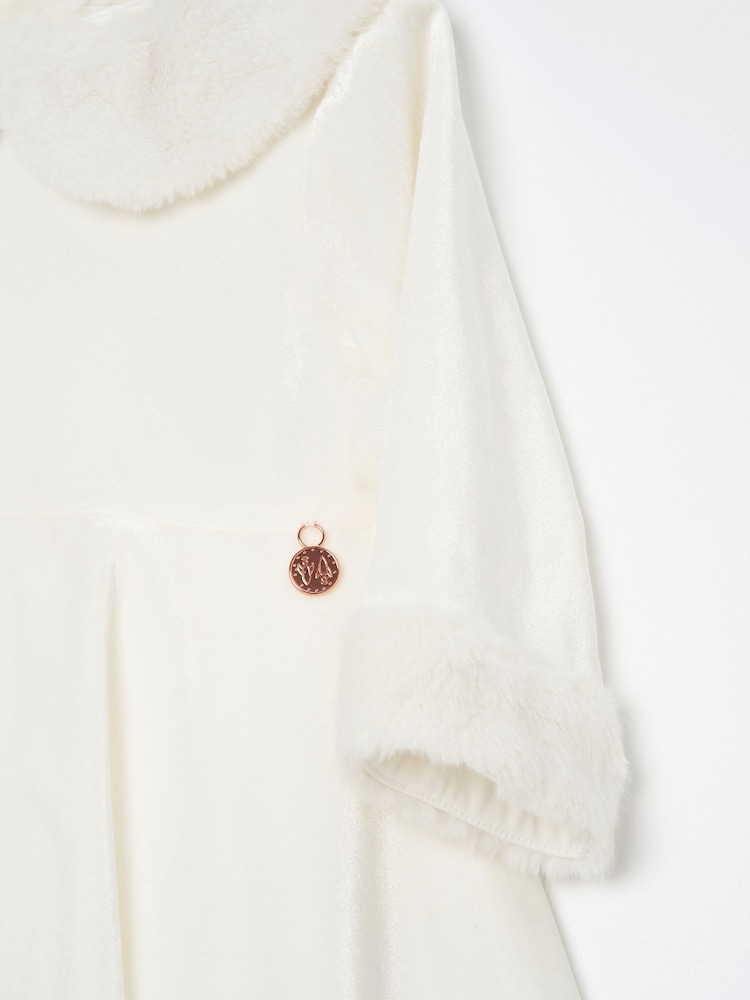 Angel & Rocket White Gabrielle Faux Fur Collar Dress - Image 8 of 8