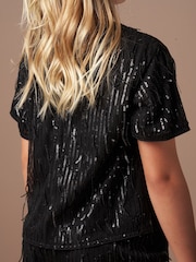 Angel & Rocket Black Sadie Tassel Sequin Top - Image 2 of 7