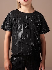 Angel & Rocket Black Sadie Tassel Sequin Top - Image 3 of 7
