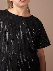 Angel & Rocket Black Sadie Tassel Sequin Top - Image 4 of 7