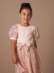 Angel & Rocket Freya Pink Sequin Sleeve T-Shirt - Imagen 1 de 5