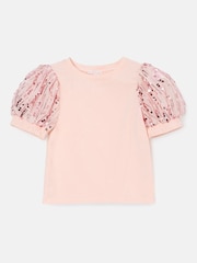 Angel & Rocket Freya Pink Sequin Sleeve T-Shirt - Imagen 4 de 5