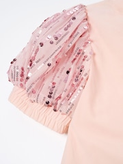 Angel & Rocket Freya Pink Sequin Sleeve T-Shirt - Imagen 5 de 5