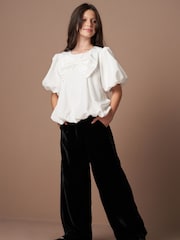 Angel & Rocket Black Sinead Wide Leg Velvet Trousers - Image 2 of 5