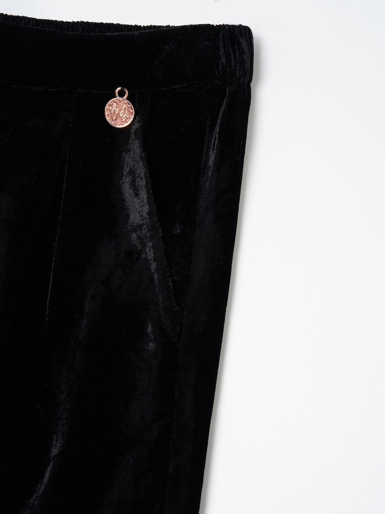Angel & Rocket Black Sinead Wide Leg Velvet Trousers - Image 5 of 5