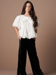 Angel & Rocket White Nadia Bubble Hem Bow Top - Image 4 of 7